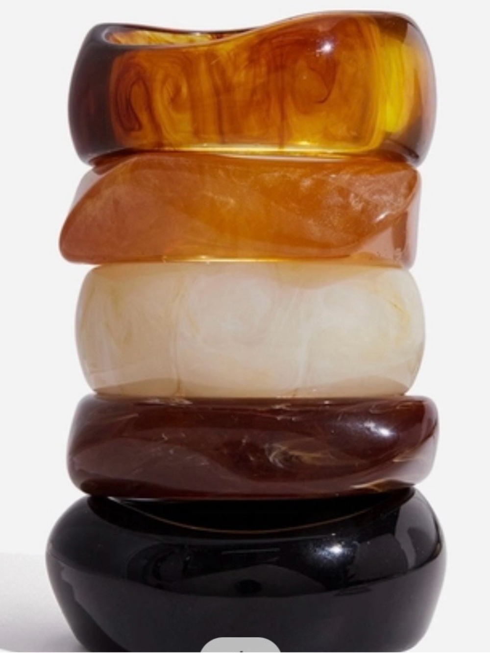 Stacked Resin Decorative Bangles - Amber, Cream, Brown, Black only cream